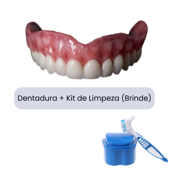 Oferta Pré Black-Friday - Dentadura de Silicone FIX | Ajustavel e Adaptativa + Kit de Limpeza de BRINDE