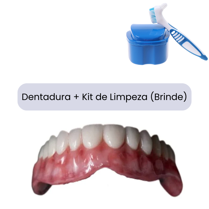 Oferta Pré Black-Friday - Dentadura de Silicone FIX | Ajustavel e Adaptativa + Kit de Limpeza de BRINDE