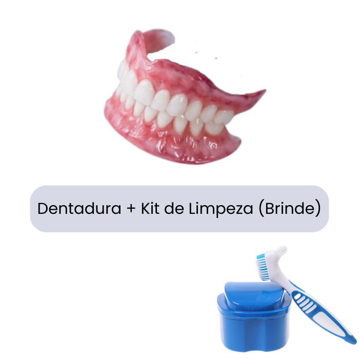 Oferta Pré Black-Friday - Dentadura de Silicone FIX | Ajustavel e Adaptativa + Kit de Limpeza de BRINDE