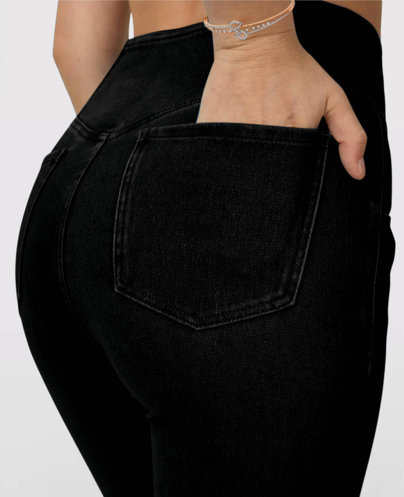 Calça Jeans de Cintura Alta Cruzada [Pré-Black Friday 🔥]