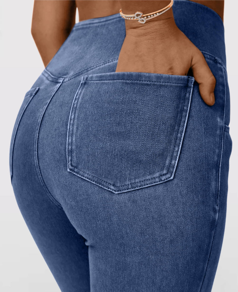 Calça Jeans de Cintura Alta Cruzada [Pré-Black Friday 🔥]