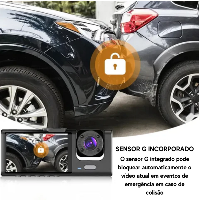 Cam PRO 360 4K - Câmera completa para Carro com tela de 2 polegadas e visão noturna.