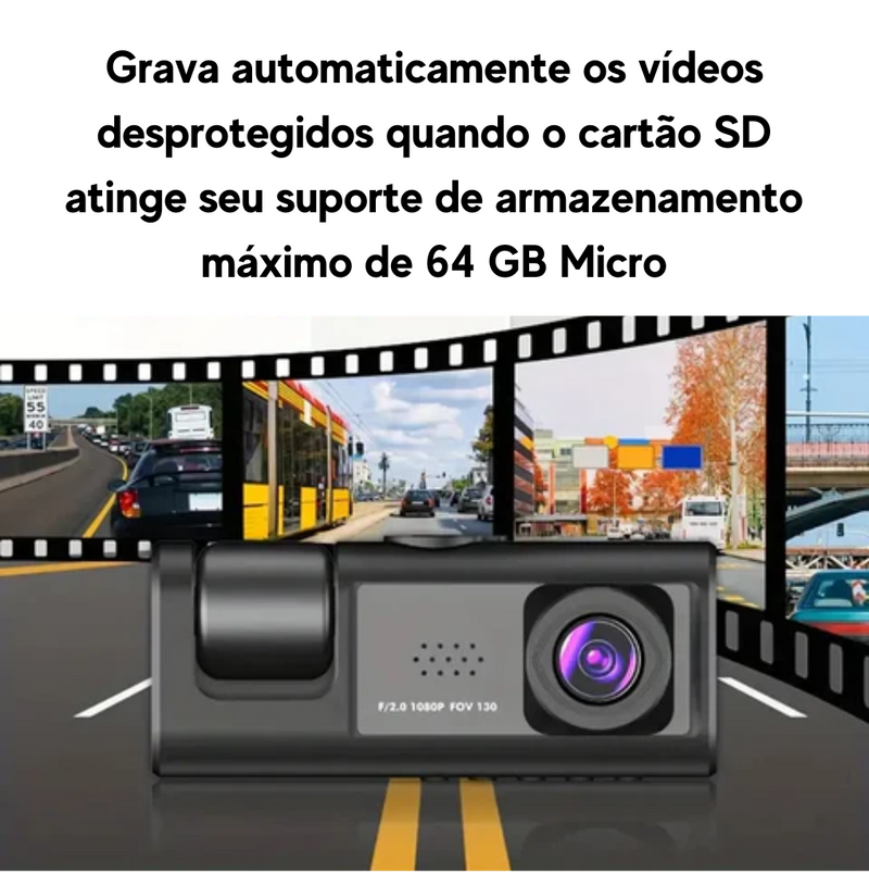 Cam PRO 360 4K - Câmera completa para Carro com tela de 2 polegadas e visão noturna.