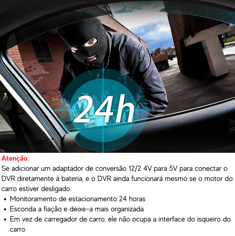 Cam PRO 360 4K - Câmera completa para Carro com tela de 2 polegadas e visão noturna.