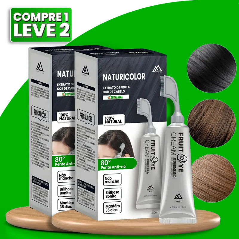 [COMPRE 1 LEVE 2] Tinta de Cabelo Vegetal Sem Amônia NaturiColor (Você Livre dos Brancos!) + Pente de Brinde