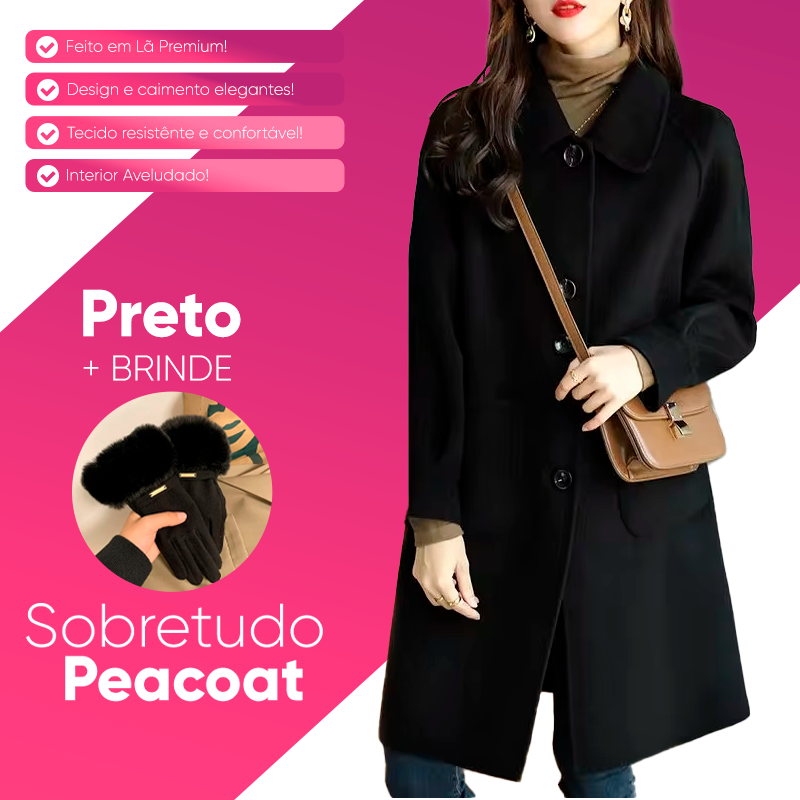 [COMPRE 1 LEVE 2] Casaco Peacot Feito em Lã + BRINDE: Par de Luvas