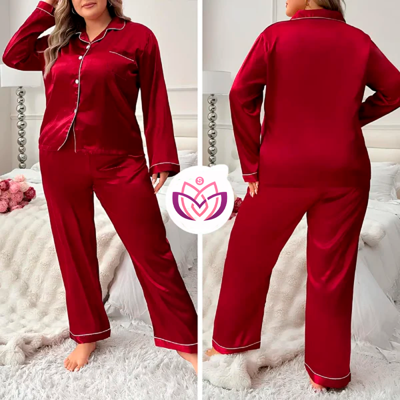 [COMPRE 1 LEVE 2] Conjunto de Pijama Cetim +BRINDE: 1 Par de Meias Peluciadas