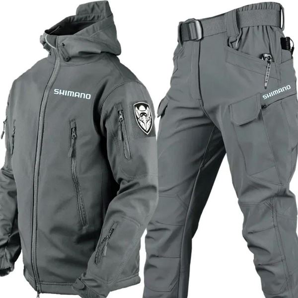 Conjunto Jaqueta Impermeável Militar com Proteção UV + Calça de Pesca Tática - Shimano