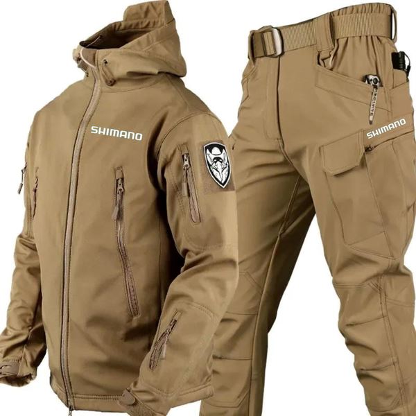 Conjunto Jaqueta Impermeável Militar com Proteção UV + Calça de Pesca Tática - Shimano