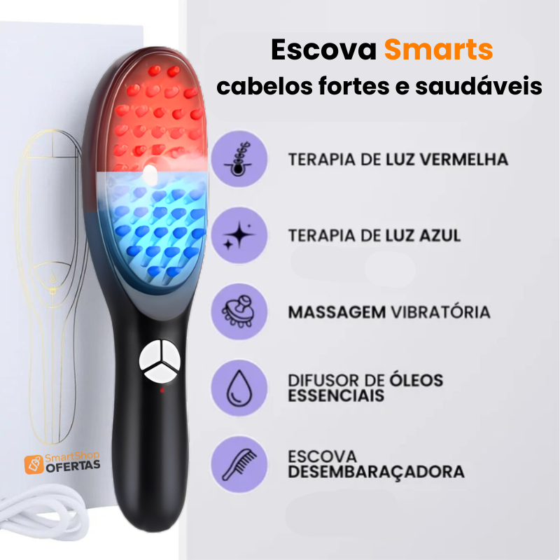 Escova Smarts Terapia™ - LED Anti-queda 4 em 1 para Crescimento Capilar