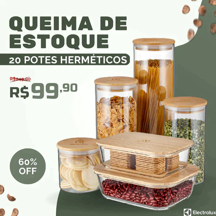 Apenas Hoje 20 Potes Herméticos-(Compre 5 Leve 20 - ÚLTIMO DIA)-[FRETE GRÁTIS + 69% OFF] - Mega Queima de Estoque